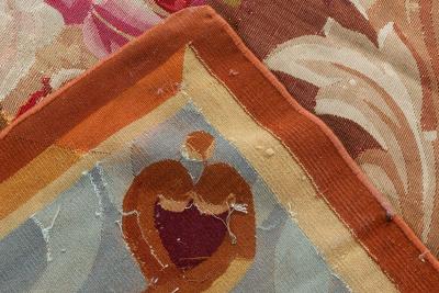 Antique French Aubusson Floral Handwoven Wool Rug