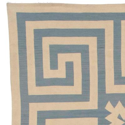 Antique French Aubusson Geometric Beige Handmade Wool Rug