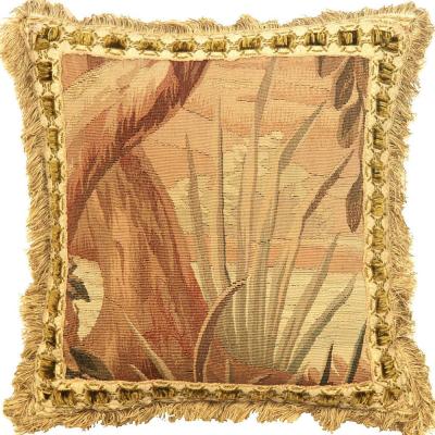 Antique French Aubusson Pillow 18 x 18 