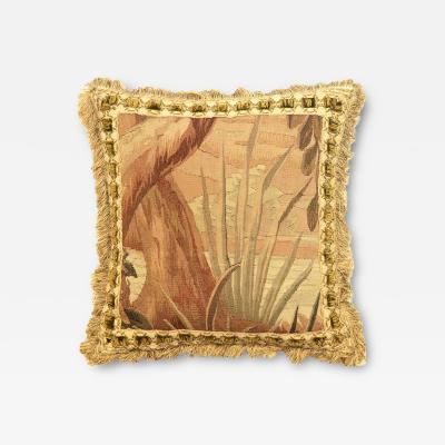 Antique French Aubusson Pillow 18 x 18 