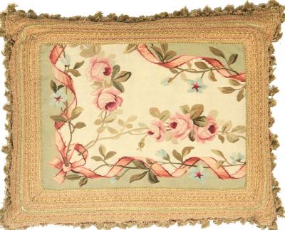 Antique French Aubusson Pillow 21 x 27 