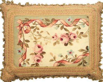 Antique French Aubusson Pillow 21 x 27 