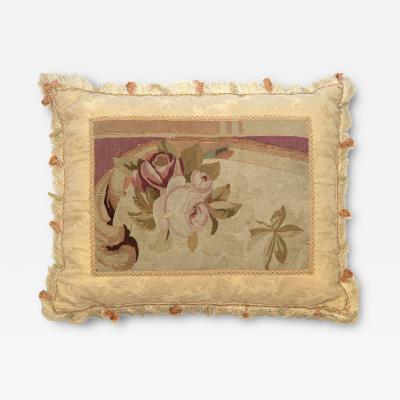 Antique French Aubusson Pillow 21 x 27 