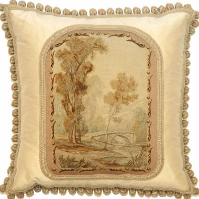 Antique French Aubusson Pillow 24 x 24 
