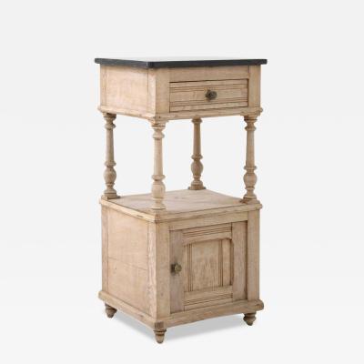 Antique French Bedside Table with Stone Top