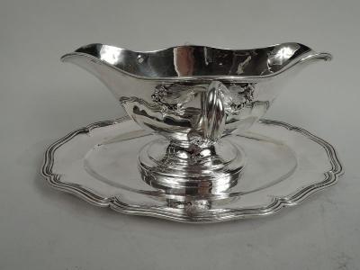 Antique French Belle Epoque Classical Gravy Boat on Stand