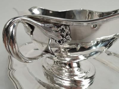 Antique French Belle Epoque Classical Gravy Boat on Stand