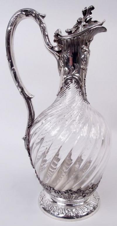 Antique French Belle Epoque Classical Silver Crystal Decanter