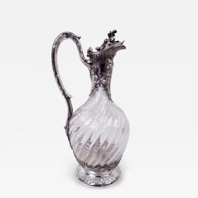 Antique French Belle Epoque Classical Silver Crystal Decanter