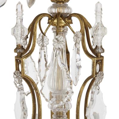 Antique French Belle poque cut glass and gilt bronze chandelier