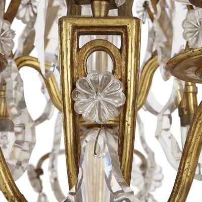 Antique French Belle poque cut glass and gilt bronze chandelier