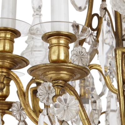Antique French Belle poque cut glass and gilt bronze chandelier