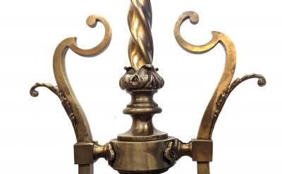 Antique French Brass Glass Art Nouveau Chandelier