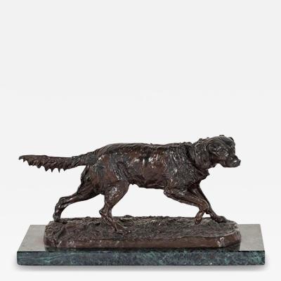 Antique French Bronze Dog Sculpture by P J Mene Setter