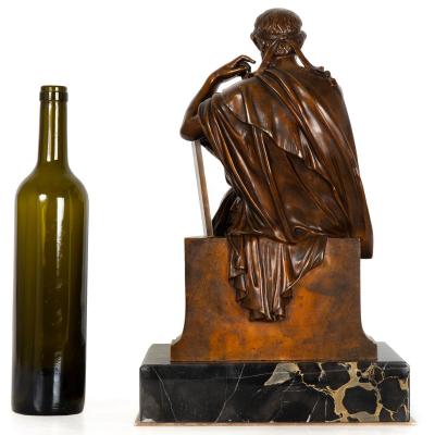 Antique French Bronze Sculpture of Philosopher Zeno of Elea by Eugene Laurent