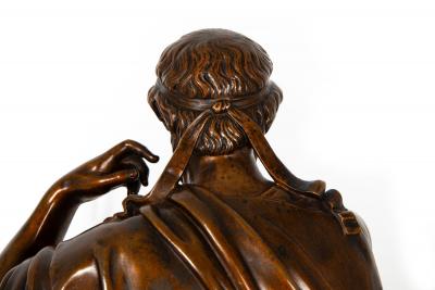 Antique French Bronze Sculpture of Philosopher Zeno of Elea by Eugene Laurent