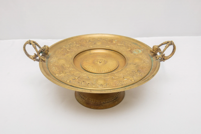 Antique French Bronze Tazza Card Receiver W Cherubs Putti