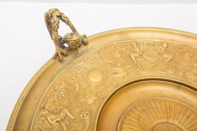 Antique French Bronze Tazza Card Receiver W Cherubs Putti