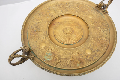 Antique French Bronze Tazza Card Receiver W Cherubs Putti