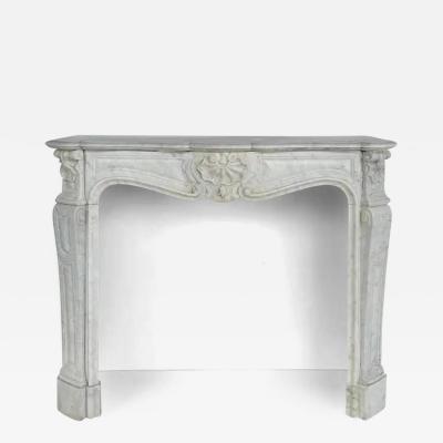 Antique French Carrara Marble Louis XV Style Fireplace Mantel