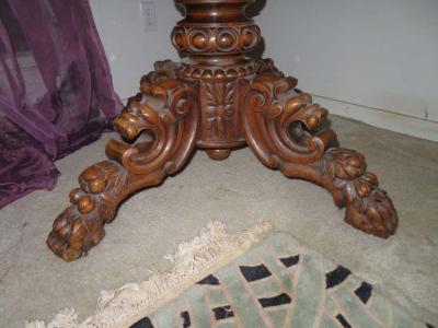 Antique French Carved Griffin Oval Pecan Dining Table Renaissance Gothic