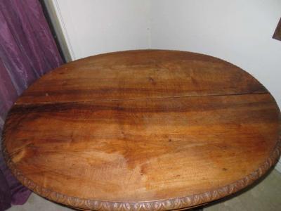 Antique French Carved Griffin Oval Pecan Dining Table Renaissance Gothic