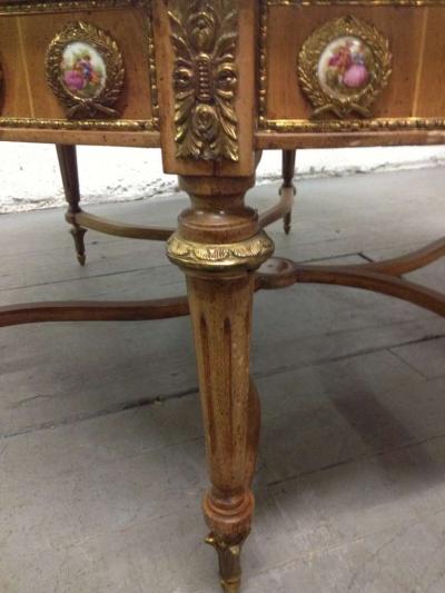 Antique French Coffee Table with Porcelain Sevres Plaques