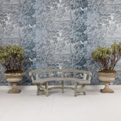 Antique French Concrete Demi Lune Garden Bench