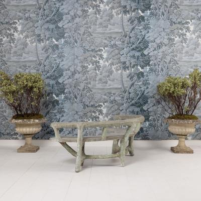 Antique French Concrete Demi Lune Garden Bench