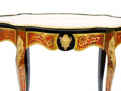 Antique French Continental Bronze Ormolu Mounted Boulle Style Desk Center Table
