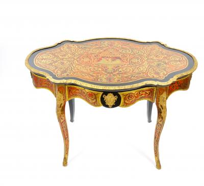 Antique French Continental Bronze Ormolu Mounted Boulle Style Desk Center Table