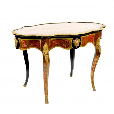 Antique French Continental Bronze Ormolu Mounted Boulle Style Desk Center Table
