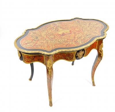 Antique French Continental Bronze Ormolu Mounted Boulle Style Desk Center Table
