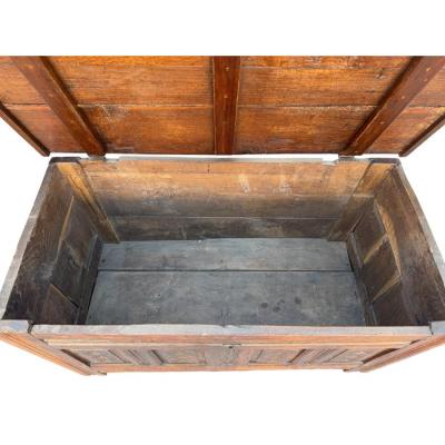 Antique French Country Carved Walnut Blanket Hope Chest Trunk