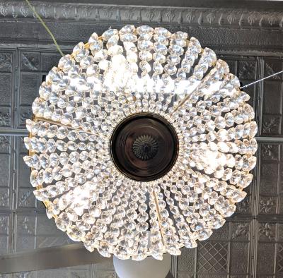 Antique French Crystal Pendant Semi Flush Chandelier