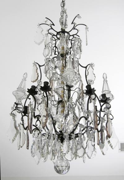 Antique French Crystal and Bronze Chandelier
