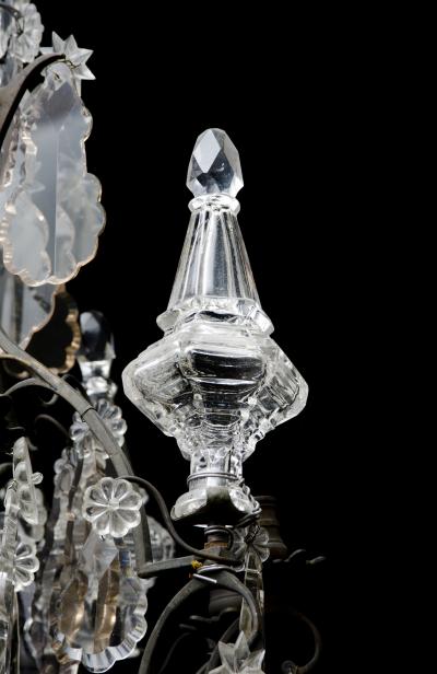 Antique French Crystal and Bronze Chandelier