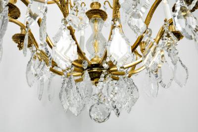 Antique French Cut Crystal Eight Arm Brass Frame Chandelier