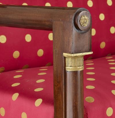 Antique French Empire Style Mahogany and Gilt Bronze Couch