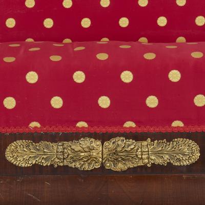 Antique French Empire Style Mahogany and Gilt Bronze Couch