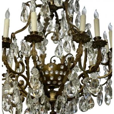 Antique French Gilt Bronze Crystal Louis XVI Chandelier