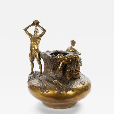 Antique French Gilt Bronze Figural Vase by Antonin Larroux 1859 1913 