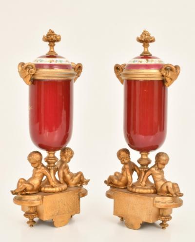 Antique French Gilt Bronze Porcelain Three Piece Figural Clock Garniture