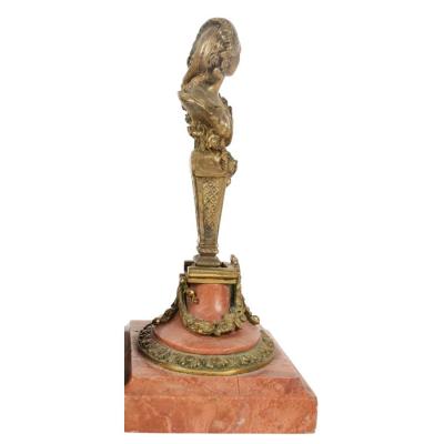 Antique French Gilt Bronze Wax Seal Sculpture on Marble Base