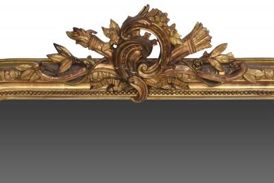 Antique French Gold Leaf Gilt Louis Philippe Style Mirror with Crest 