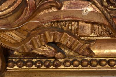 Antique French Gold Leaf Gilt Louis Philippe Style Mirror with Crest 