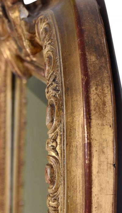 Antique French Gold Leaf Gilt Louis Philippe Style Mirror with Crest 