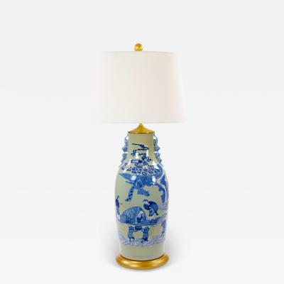 Antique French Hand Painted Porcelain Table Lamps with Gilt Gold Brass Base