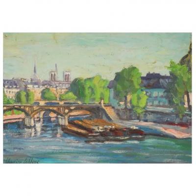 Antique French Impressionist Oil Painting in Giltwood Frame