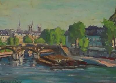 Antique French Impressionist Oil Painting in Giltwood Frame